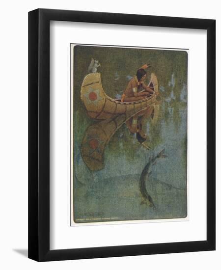 Hiawatha Goes Fishing in His Canoe; "'take My Bait, O King of Fishes!'"-null-Framed Photographic Print