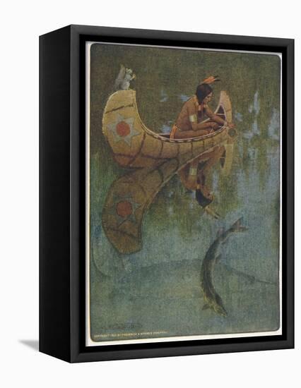Hiawatha Goes Fishing in His Canoe; "'take My Bait, O King of Fishes!'"-null-Framed Stretched Canvas