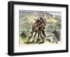 Hiawatha Locked in Combat with Another Native American Warrior-null-Framed Giclee Print