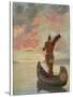 Hiawatha's Departure: Hiawatha Sails Westward into the Sunset-M. L. Kirk-Stretched Canvas