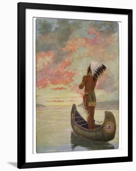 Hiawatha's Departure: Hiawatha Sails Westward into the Sunset-M. L. Kirk-Framed Photographic Print