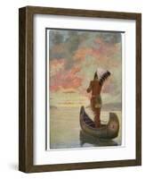 Hiawatha's Departure: Hiawatha Sails Westward into the Sunset-M. L. Kirk-Framed Photographic Print