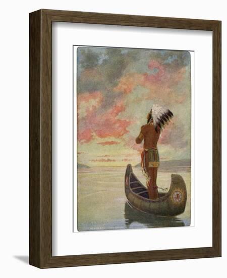 Hiawatha's Departure: Hiawatha Sails Westward into the Sunset-M. L. Kirk-Framed Photographic Print