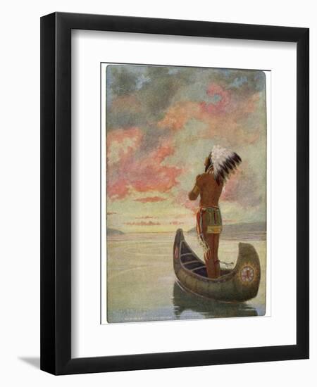 Hiawatha's Departure: Hiawatha Sails Westward into the Sunset-M. L. Kirk-Framed Photographic Print