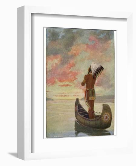 Hiawatha's Departure: Hiawatha Sails Westward into the Sunset-M. L. Kirk-Framed Photographic Print