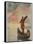 Hiawatha's Departure: Hiawatha Sails Westward into the Sunset-M. L. Kirk-Framed Stretched Canvas