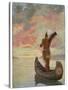 Hiawatha's Departure: Hiawatha Sails Westward into the Sunset-M. L. Kirk-Stretched Canvas