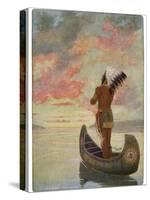 Hiawatha's Departure: Hiawatha Sails Westward into the Sunset-M. L. Kirk-Stretched Canvas