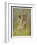 Hiawatha with His Bride Minnehaha Walking Hand in Hand-M. L. Kirk-Framed Art Print