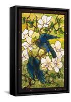 Hibiscus and Parrots, C.1910-20 (Leaded Fravile Glass)-Louis Comfort Tiffany-Framed Stretched Canvas