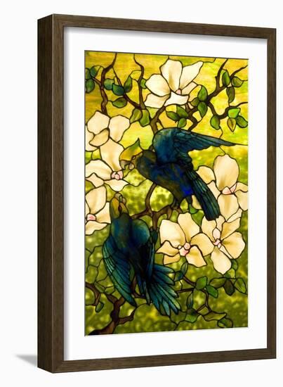 Hibiscus and Parrots-William Comfort Tiffany-Framed Art Print