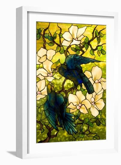 Hibiscus and Parrots-William Comfort Tiffany-Framed Art Print