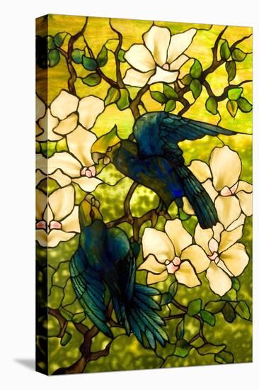 Hibiscus and Parrots-William Comfort Tiffany-Stretched Canvas