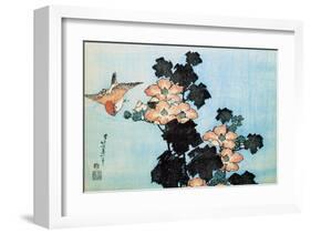 Hibiscus and Sparrow-Katsushika Hokusai-Framed Art Print