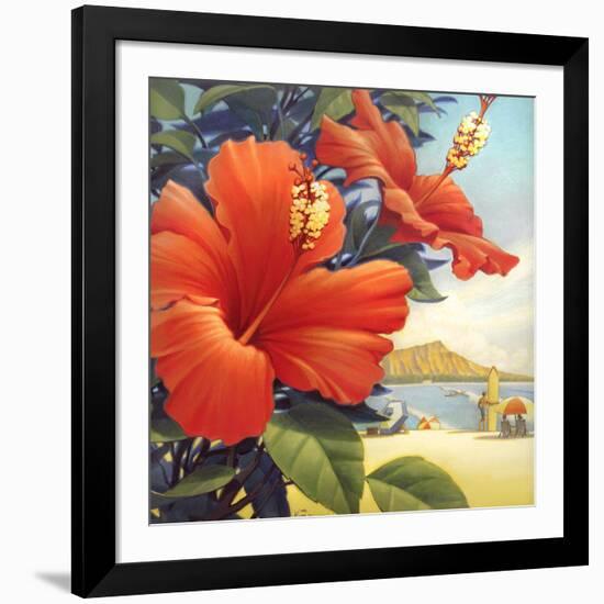 Hibiscus Beach Day-Kerne Erickson-Framed Art Print