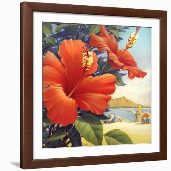 Hibiscus Beach Day-Kerne Erickson-Framed Art Print