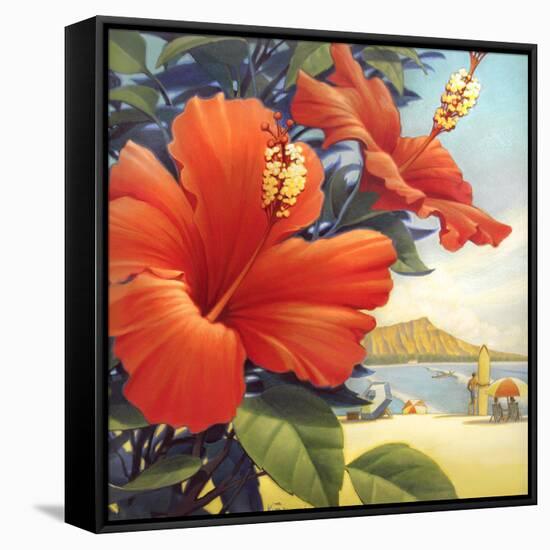 Hibiscus Beach Day-Kerne Erickson-Framed Stretched Canvas