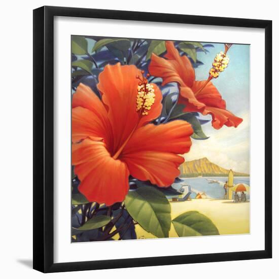 Hibiscus Beach Day-Kerne Erickson-Framed Art Print