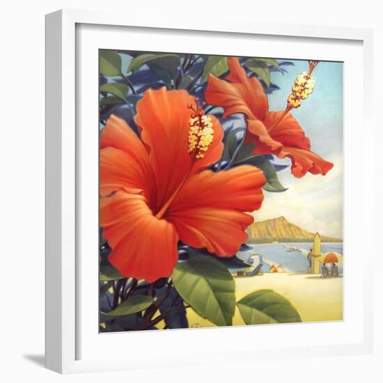 Hibiscus Beach Day-Kerne Erickson-Framed Art Print