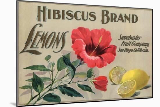 Hibiscus Brand - San Diego, California - Citrus Crate Label-Lantern Press-Mounted Art Print