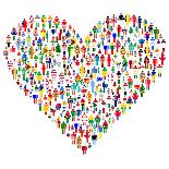 Love Concept; Heart Made of People. People are Made of All Flags from the World.-hibrida13-Mounted Art Print