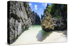 Hidden Bay with Crystal Clear Water in the Bacuit Archipelago, Palawan, Philippines-Michael Runkel-Stretched Canvas