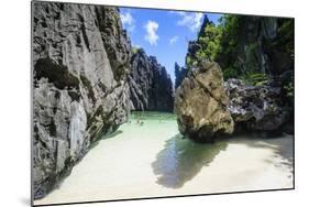 Hidden Bay with Crystal Clear Water in the Bacuit Archipelago, Palawan, Philippines-Michael Runkel-Mounted Photographic Print
