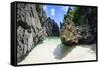 Hidden Bay with Crystal Clear Water in the Bacuit Archipelago, Palawan, Philippines-Michael Runkel-Framed Stretched Canvas
