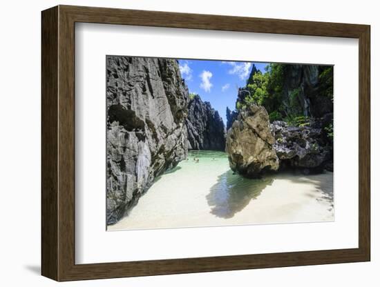Hidden Bay with Crystal Clear Water in the Bacuit Archipelago, Palawan, Philippines-Michael Runkel-Framed Photographic Print