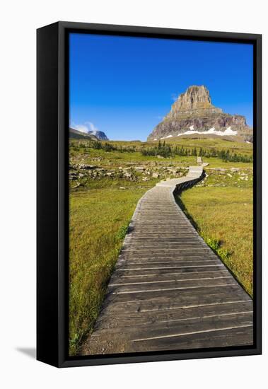 Hidden Lake Trail at Logan Pass under Clements Mountain, Glacier National Park, Montana-Russ Bishop-Framed Stretched Canvas