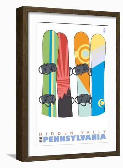 Hidden Valley, Pennsylvania, Snowboards in the Snow-Lantern Press-Framed Art Print