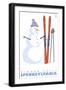 Hidden Valley, Pennsylvania, Snowman with Skis-Lantern Press-Framed Art Print