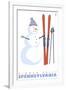 Hidden Valley, Pennsylvania, Snowman with Skis-Lantern Press-Framed Art Print