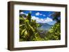 Hideaways Beach and the Na Pali Coast through tropical foliage, Island of Kauai, Hawaii, USA-Russ Bishop-Framed Photographic Print