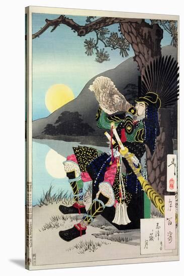 Hideyoshi Blowing a Conch Shell, from '100 Phases of the Moon'-Tsukioka Kinzaburo Yoshitoshi-Stretched Canvas