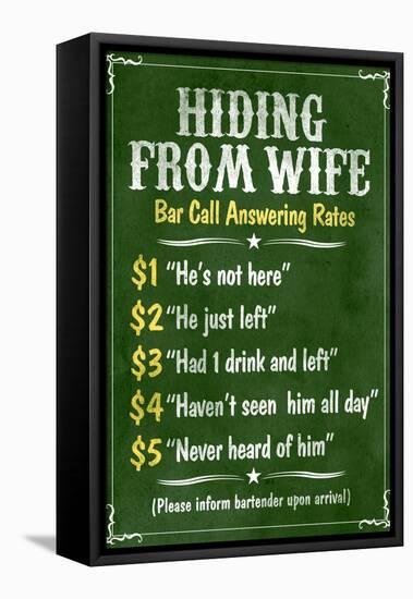 Hiding From Wife Bar Phone Fees-null-Framed Stretched Canvas