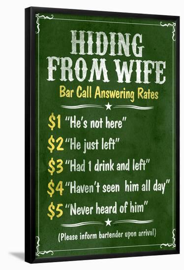 Hiding From Wife Bar Phone Fees-null-Framed Poster