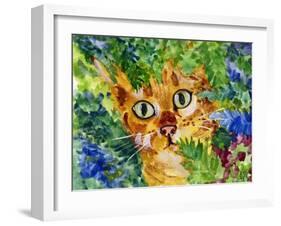 Hiding Tabby Cat-sylvia pimental-Framed Art Print