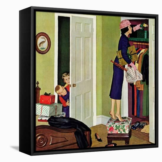 "Hiding the Presents", December 7, 1957-Richard Sargent-Framed Stretched Canvas