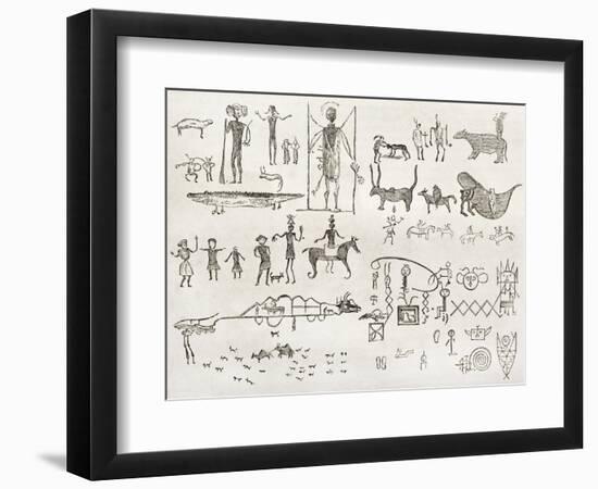 Hieroglyphics Found In A Cave Near Fossil Creek, Arizona-marzolino-Framed Art Print