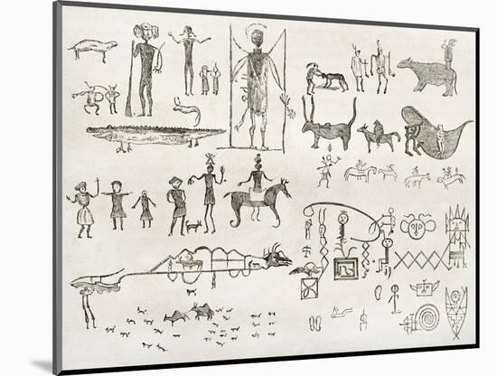 Hieroglyphics Found In A Cave Near Fossil Creek, Arizona-marzolino-Mounted Art Print