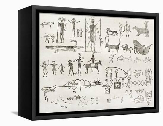 Hieroglyphics Found In A Cave Near Fossil Creek, Arizona-marzolino-Framed Stretched Canvas