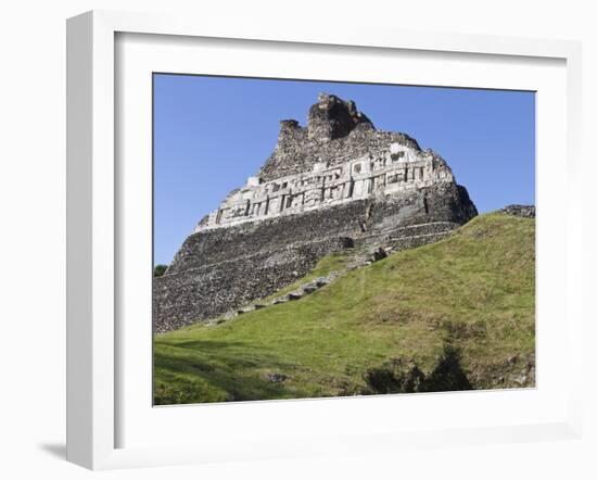 Hieroglyphs on Wall Facade of El Castillo Pyramid, Xunantunich Ancient Site, Cayo District, Belize-William Sutton-Framed Premium Photographic Print