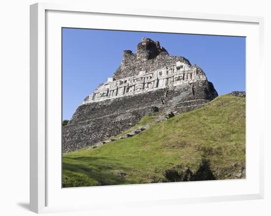 Hieroglyphs on Wall Facade of El Castillo Pyramid, Xunantunich Ancient Site, Cayo District, Belize-William Sutton-Framed Photographic Print