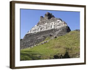 Hieroglyphs on Wall Facade of El Castillo Pyramid, Xunantunich Ancient Site, Cayo District, Belize-William Sutton-Framed Photographic Print