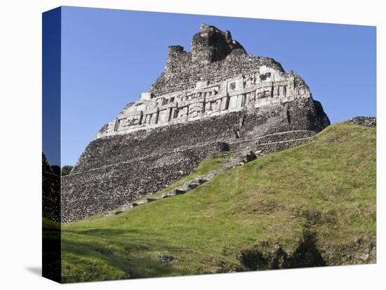 Hieroglyphs on Wall Facade of El Castillo Pyramid, Xunantunich Ancient Site, Cayo District, Belize-William Sutton-Stretched Canvas