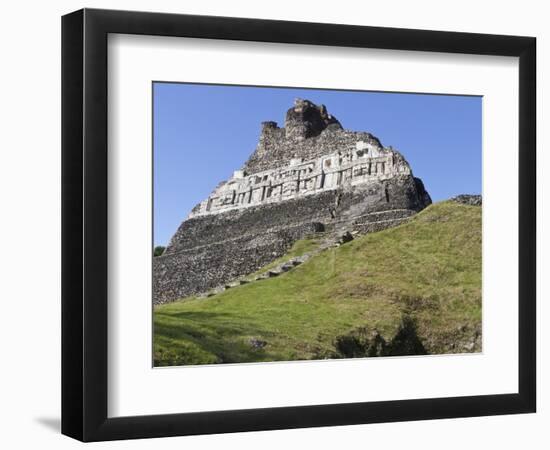 Hieroglyphs on Wall Facade of El Castillo Pyramid, Xunantunich Ancient Site, Cayo District, Belize-William Sutton-Framed Photographic Print