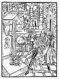 Surgeon's assistant heating medicine, from 'Das Buch der Cirugia', published Strasbourg, 1497-Hieronymus Brunschwig-Framed Giclee Print