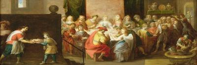 The Marriage Feast at Cana (Oil on Panel)-Hieronymus II Francken-Stretched Canvas