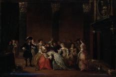 An Elegant Company in an Interior with a Matrimonial Dispute-Hieronymus Janssens-Giclee Print